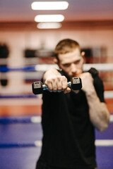 Boxers train in the ring and in the gym