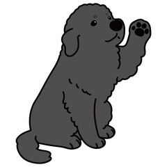 Simple and adorable Newfoundland dog illustration waving hand