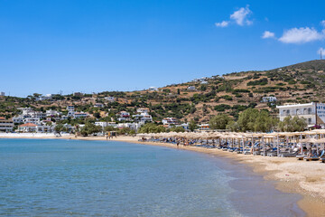 Fototapeta na wymiar Beach in village Batsi, at the island of Andros, Greece