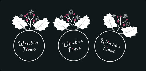 Winter time decoration for card decor winter style vector elements