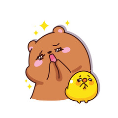 cute bear sticker vector