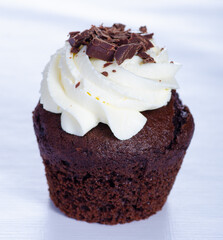 Chocolate cupcake tasty on white background isolation