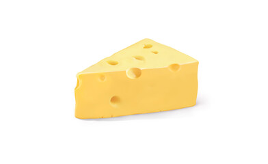 Cheese, isolated on white background, realism, photo realistic