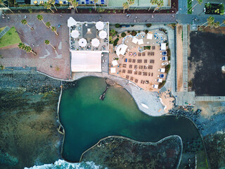 Aerial view of the coast of Playa de Las Américas