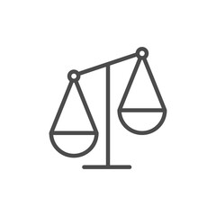 Unbalanced scale vector icon isolated on white background. Scales justice icon