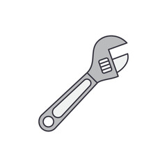 Adjustable Wrench icon in color, isolated on white background 