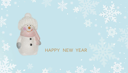 beautiful Christmas blue snowflake background with Santa Claus,