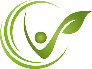 Mensch, Person und Blätter, Gesundheit, Heilpraktiker, Logo