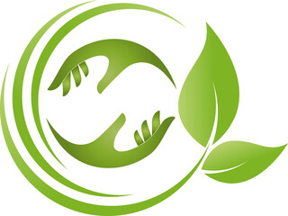 Zwei Hände und Blätter, Pflanze, Heilpraktiker, Wellness, Gärtner, Logo