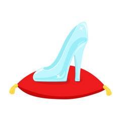 Crystal slipper on red pillow