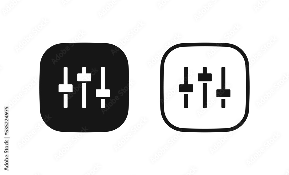 Poster sound volume level icon, control panel slide icon, sound controller icon, Adjustment settings slider icon,  sound audio equalizer level icon