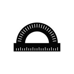 protractor ruler icon in black flat glyph, filled style isolated on white background - obrazy, fototapety, plakaty