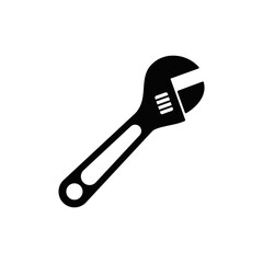 Adjustable Wrench icon in black flat glyph, filled style isolated on white background