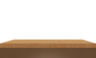 wooden table on white background