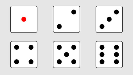 dice game icon set on white background, icon for game design, flat illustration, casino concept, random symbol, luck sign, simple design