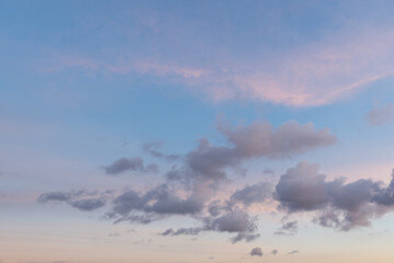 Colorful orange, pink, blue and purple cloud formations during sunset