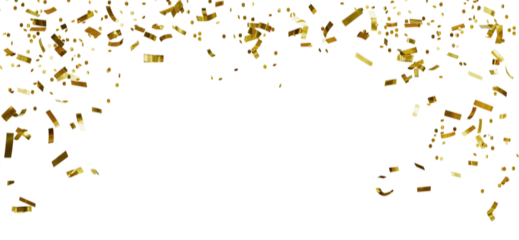 Glittering golden confetti png. Glittering golden confetti falls from above on transparent background. Celebrate festivals.