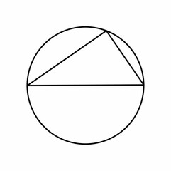 
a right triangle inscribed in a circle, didactic material, visual aid for solving problems