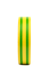 yellow-green insulating sticky tape roll isolated on the white background