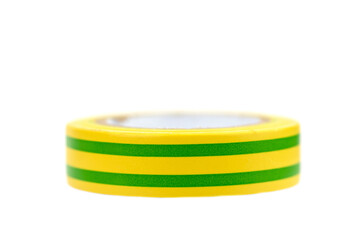 yellow-green insulating sticky tape roll isolated on the white background