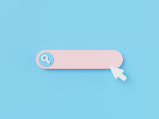 3d render of search bar isolated on blue, web browser tool.