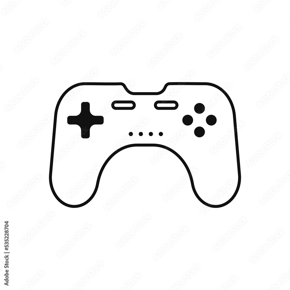 Poster black game joystick icon. electronic gamepad with control buttons for comfortable entertainment with