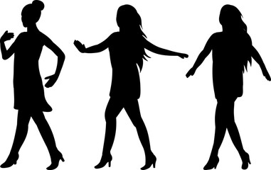 women dancing silhouette on white background isolated vector