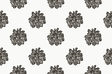 Vector Vintage boho pattern seamless pine cone. Vintage pattern cone nature