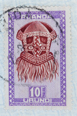 briefmarke stamp vintage retro alt old papier paper gestempelt used frankiert cancel maske mask...