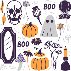 Set of vector Halloween illustrations.