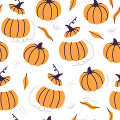 Seamless vector pattern with pumpkins.
