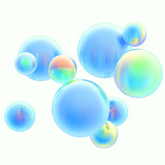 Abstract 3d object  metal balls pastel gradient colors background.