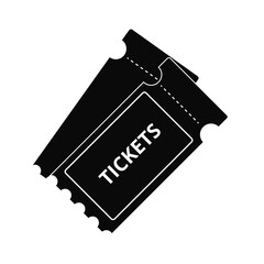Black tickets icon. Paper pass coupon for concert festival and cinema with access to fun entertainment and vector activities