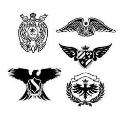 set of black and white birds