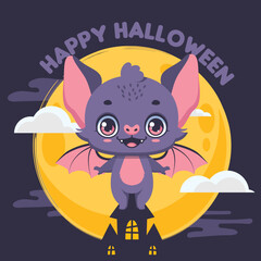 Halloween greeting with a happy bat