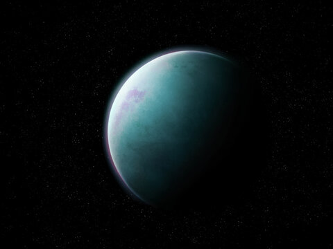Fantastic planet in space. Exoplanet from another star system. Abstract background 3d rendering.