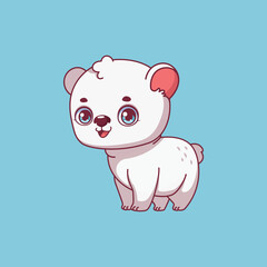 Illustration of a cartoon polar bear on colorful background
