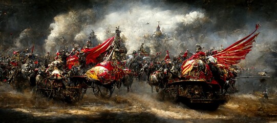 Winged Hussar Charge - Digital Art, 3D Render, Concept Art
