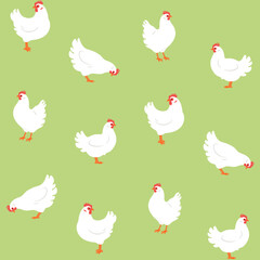 Illustration of chicken. Contour vector pattern.