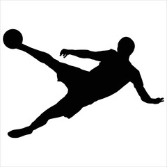 Art illustration design concept symbol soccer player football silhouette when volley ball