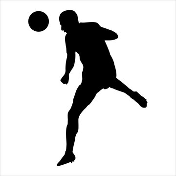 Art illustration design concept symbol soccer player football silhouette when heading the ball