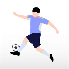 Art illustration design concept symbol soccer player football when kick the ball