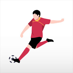 Fototapeta na wymiar Art illustration design concept symbol soccer player football when kick the ball