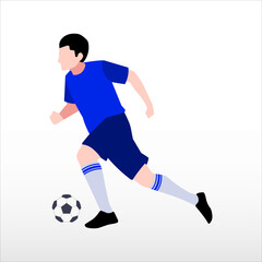 Fototapeta na wymiar Art illustration design concept symbol soccer player football when bring the ball
