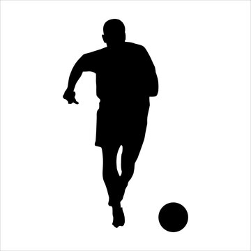 Art illustration design concept symbol soccer player football silhouette when dribble the ball