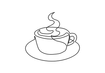 One continuous line drawing of hands holding a cup of hot coffee.