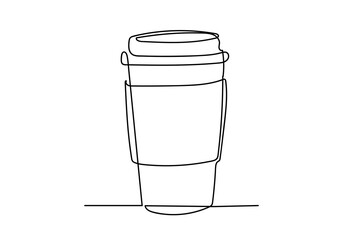 One continuous line drawing of hands holding a cup of hot coffee.