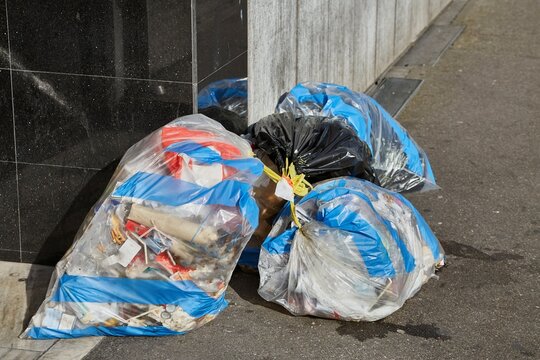 Garbage bag on a city street