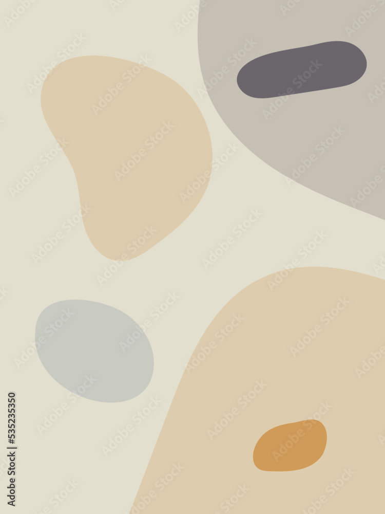 Poster abstract shapes background. circles and lines in pastel colors. minimalist illustration in scandinav