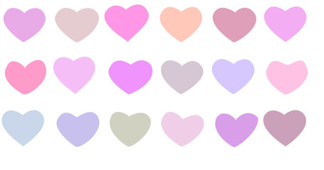 set of abstract organic hearts on white background